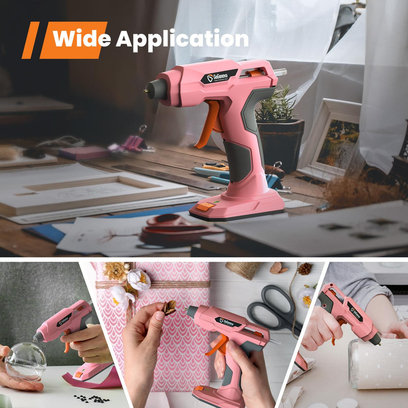 [Australia - AusPower] - GoGonova Cordless Hot Glue Gun, 20s Fast Preheat Glue Gun with 25 Pcs Glue Sticks Set, 2Ah USB-C Rechargeable, Smart Power-Off (Pink-25) Pink 