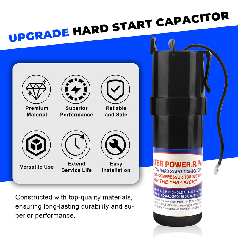 [Australia - AusPower] - SPP6 Hard Start Capacitor Kit - 500% Torque Increase,115V Thru 288VAC Hard Start kit for air Conditioner Units from 4,000 to 120,000 | By Vypart 