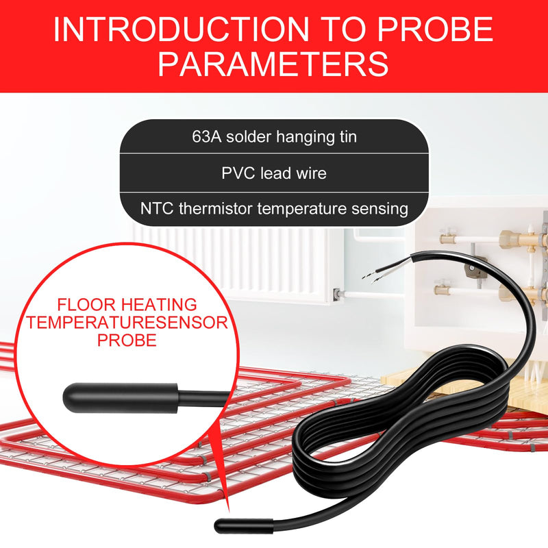 [Australia - AusPower] - Thermal Underfloor Heating Sensor Probe Suitable for Most Heating Installations Heat Floor Heating Sensor Probe 10k ohm 