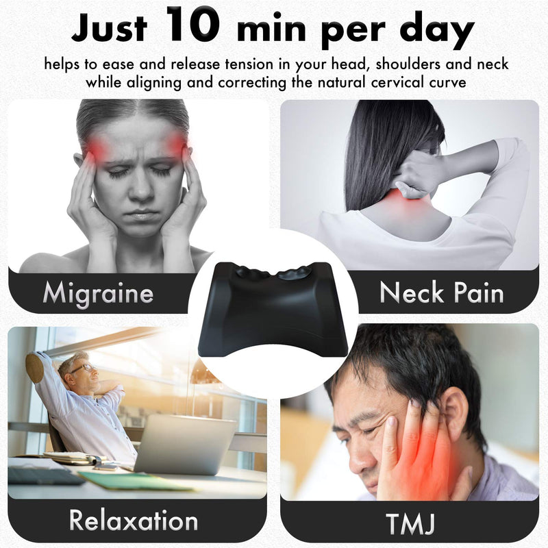 [Australia - AusPower] - Occipital Release Tool 2.0 - Cervical Traction for Neck and Shoulder Pain Chiropractic Alignment Pivot Device for Trigger Point Therapy Headaches Migraine and Stress (Black) Black 