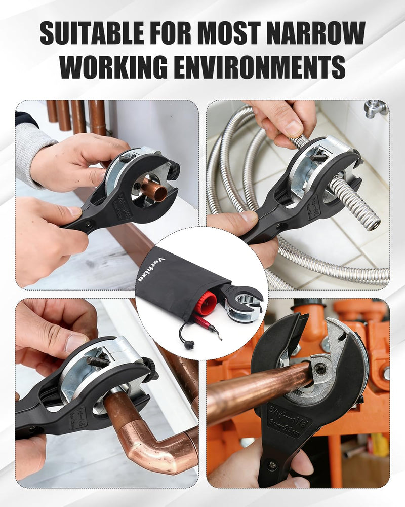 [Australia - AusPower] - 12 Pcs Ratcheting Pipe Cutter Tool Kit, Heavy-Duty Copper & PVC Pipe Cutter, Tubing Cutter 5/16" to 1-1/8", Close Quarters Tube Compact Cutter with Deburring Tools and Storage Bag for Professionals 