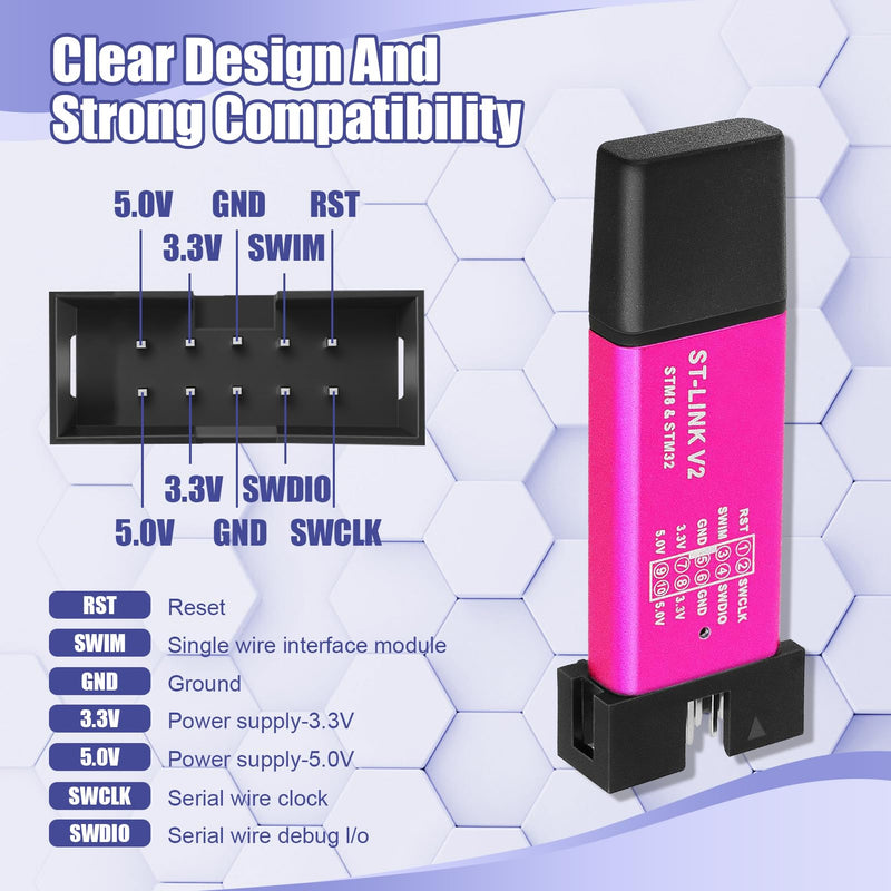 [Australia - AusPower] - ST-Link V2 Programmer, Mini Programming Adapter, Emulator and Debugger for STM8/STM32 with Dupont Cable, Includes Aluminium Housing, Compatible with Arduino 