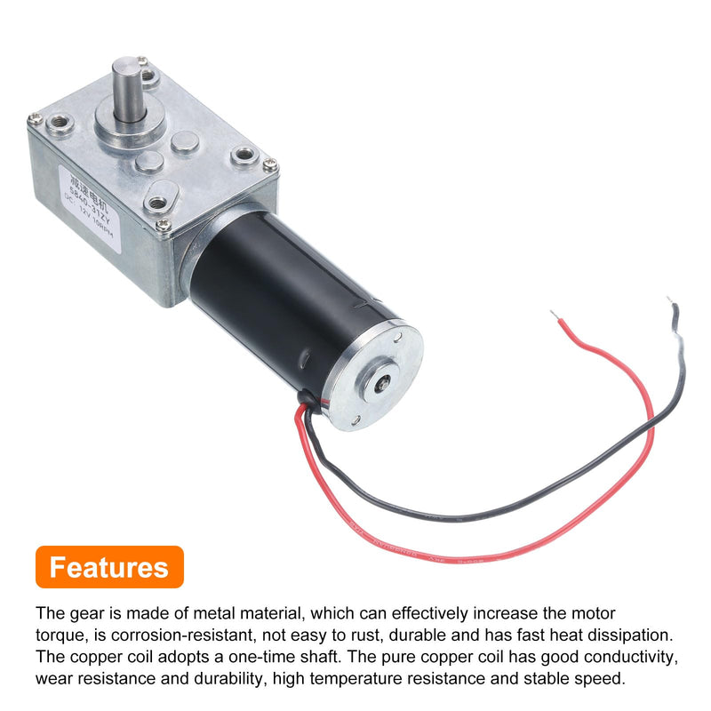 MECCANIXITY DC 12V High Torque Turbine Worm Geared Motor with 8mm Shaft 10RPM Geared Motor with Wire for Electric Fireplace 10 RPM