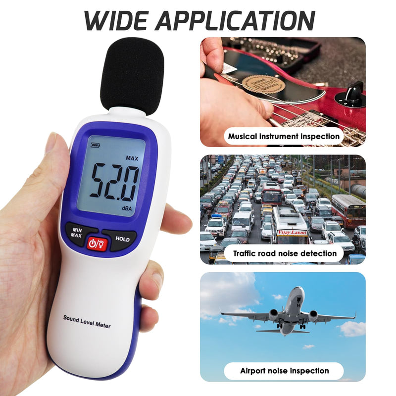 [Australia - AusPower] - Sound Level Meter, Digital Sound Level Meter with Bluetooth Enabled Decibel Meter 30~130dBA Range MAX/MIN Data Hold with LCD Display and Backlight for Home, School Bluetooth sound level meter 