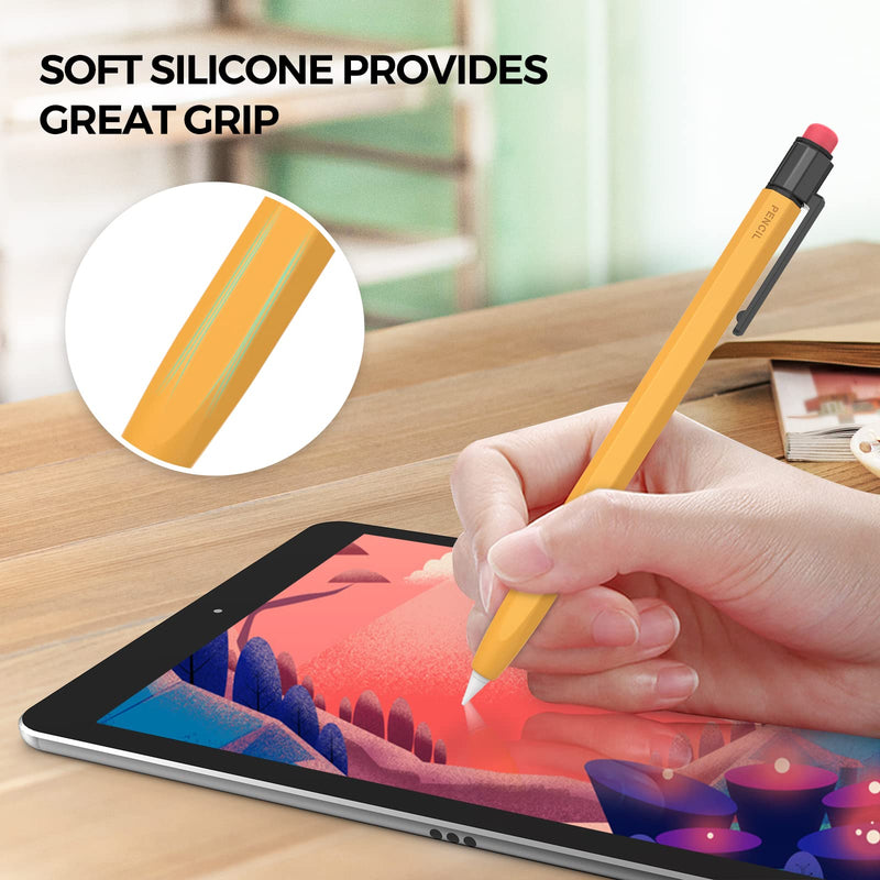 [Australia - AusPower] - iPencil Case Sleeve Silicone Protective Cover Perfect Grip Skin Classic Design with Sturdy Clip Compatible with Apple Pencil 1st Generation (Yellow) Yellow 