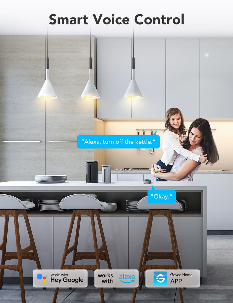 [Australia - AusPower] - Govee Smart Plug with Energy Monitoring, WiFi Bluetooth Plug Work with Alexa and Google Assistant, 15A Smart Outlets with Timer & Group Controller, No Hub Required, ETL&FCC Certified for Home, 4 Pack 