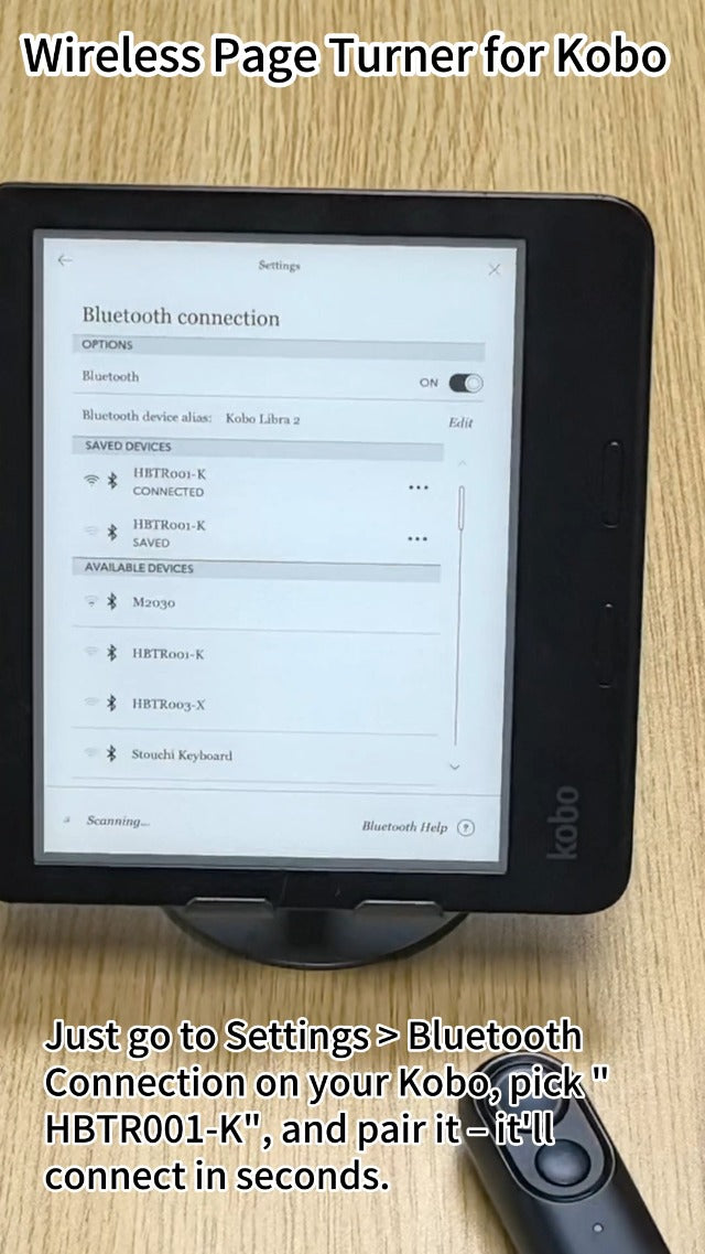 Remote Page Turner for Kobo e-Readers, Wireless Clicker Page Turner Black