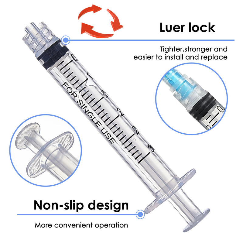 [Australia - AusPower] - 3ml Luer Lock Syringes with 23G, 1.0-inch Needle - Individually Sealed for Safe and Efficient Use (50Pack-3ml 23Ga 1inch) 50Pack-3ml 23Ga 1inch 
