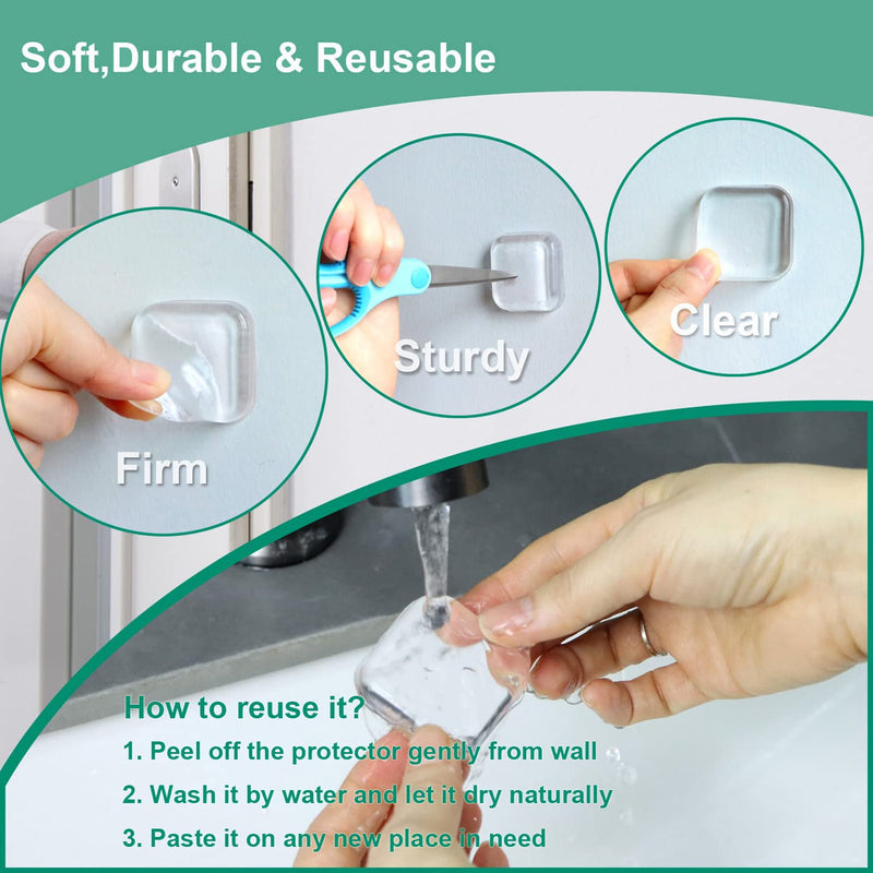 [Australia - AusPower] - Door Stopper Wall Protector - Wall Shield Bumper Guard from Door Knobs, Sturdy Self Adhesive, Soft and Transparent,Washable and Reusable Shock Absorbent Gel for Home Office (Thicken Square, 6pcs) Thicken Square 