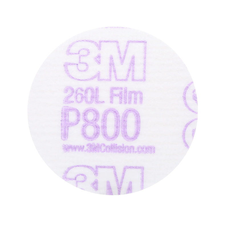 3M Hookit Finishing Film Abrasive Disc 260L, 00910, 3 in, P800, 50 discs per carton