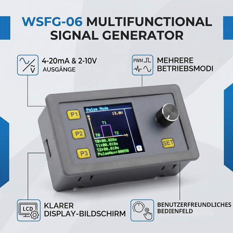 Fafeicy WSFG-06 PWM Signal Generator Module, 4-20mA 2-10V -10- + 70°C Pulse Adjustable Module, Sine Wave Signal Generator, 30mA Output Current, 0-100% Cycle Range, Supports Multiple Modes