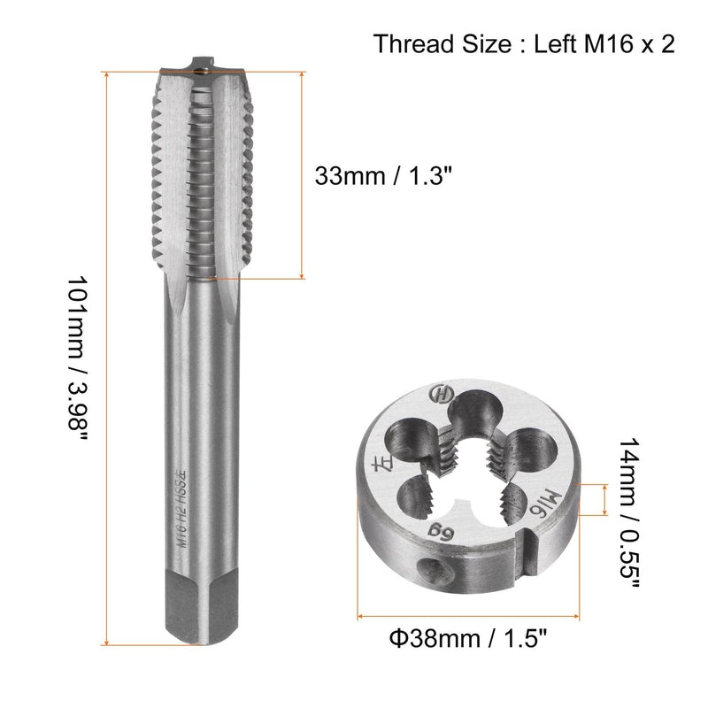 [Australia - AusPower] - sourcing map Taps and Die Sets M16 x 2 Metric Left Hand Thread with Straight Groove and Round Die 