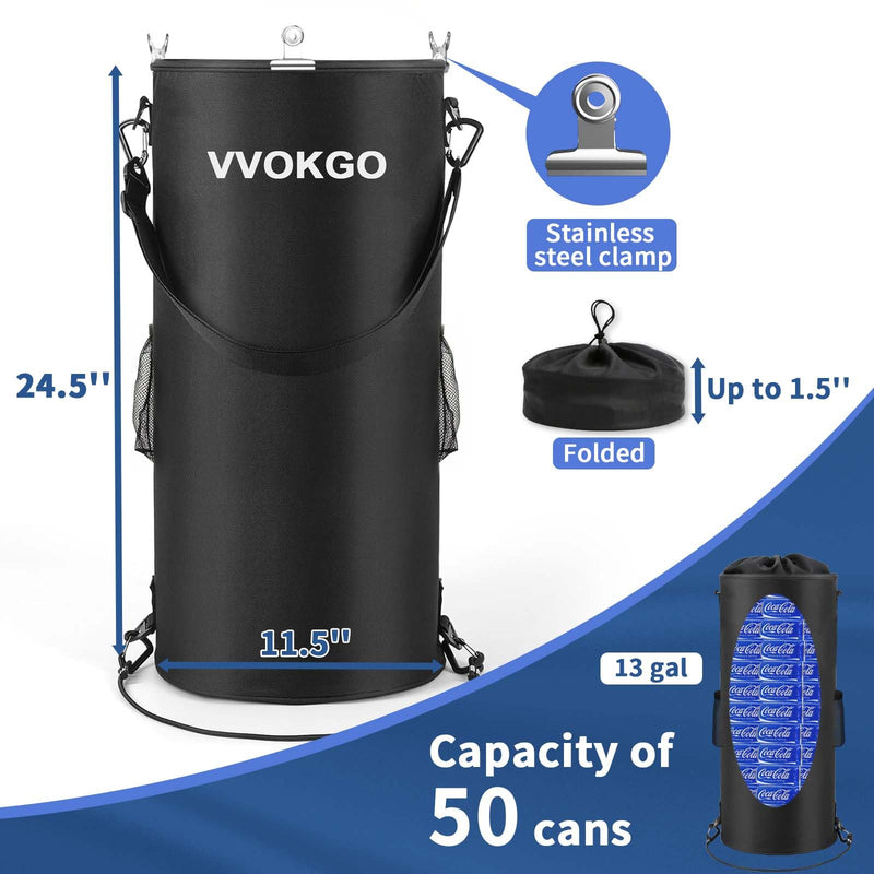 VVOKGO Portable Boat Trash Can with Odor-Resistant Design - Durable Marine Garbage Storage Bag for Boats, RV, Pontoon, Camping, Fishing - Includes 12 Clips