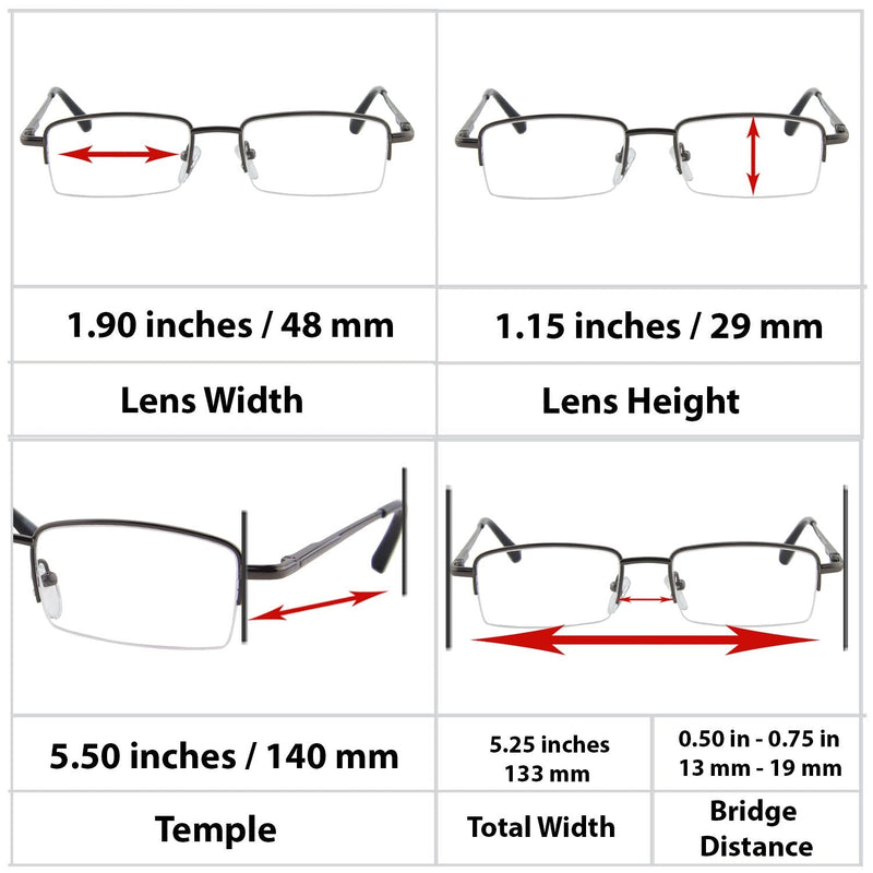 [Australia - AusPower] - TruVision Readers 9509H Reading Glasses for Men or Women, 1/3 Pk 09h-3 Gunmetal 2.5 x 