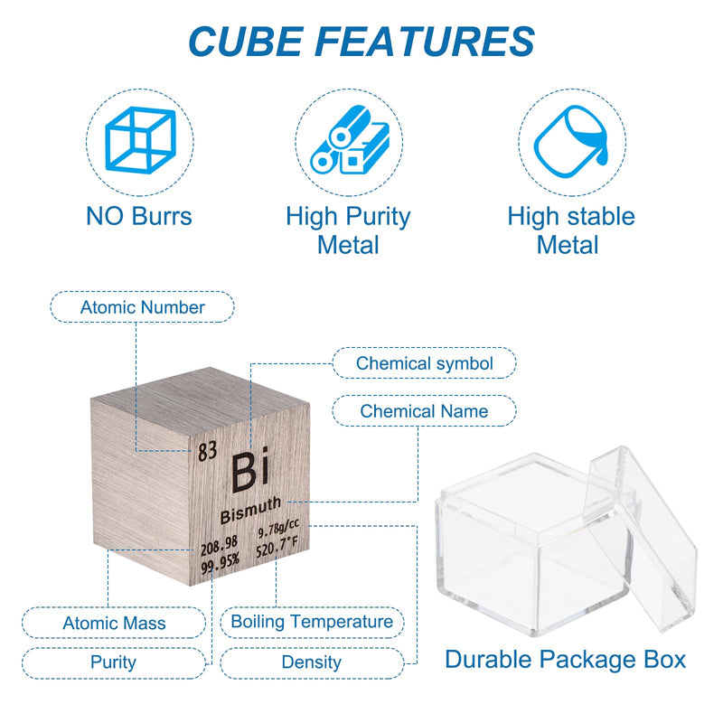[Australia - AusPower] - PATIKIL 1 Inch Bismuth Cube Metal Element High Density Block Pure Periodic Magnesium Block for Element Collections Teacher Lab Scientific Experiment, 25.4 mm 