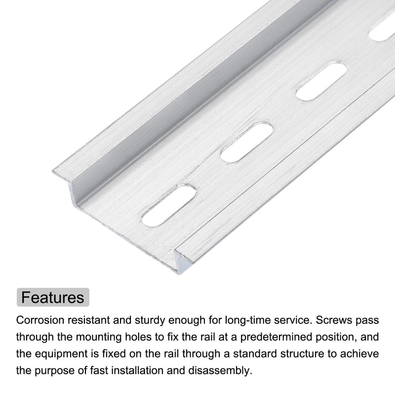 [Australia - AusPower] - MECCANIXITY DIN Rail Slotted Aluminum Mounting Guide 20 Inch x 1.4 Inch x 0.3 Inch for Electrical Industrial Products Silver Tone 8 Pcs 