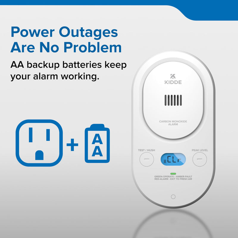 Kidde Carbon Monoxide Detector, Plug-in with AA Battery Backup, Easy-to-Read Digital Backlit Display, 85 dB Alarm, Rotating Plug, LED Status Light Indicators, 5th Edition, COPD 1 Pack