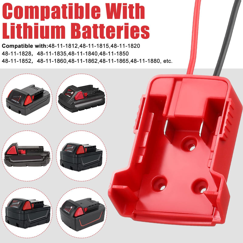 Pickmesh 6 Packs Wheels Adapter Compatible with Milwaukee 18v Battery Adapter Converter Kit for RC Car Robotics RC Truck DIY Use Power Connector with 12AWG Wire Fuses and Wire Terminals