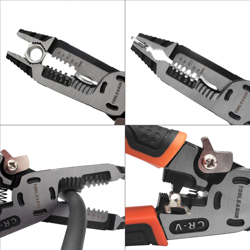 [Australia - AusPower] - TOOLEAGUE 9-in-1 Wire Stripper Tool, Cable Cutters, C-RV Multifunctional Needle Nose Pliers for Electric Cable Stripping Cutting and Crimping 9 in 1 Wire Stripper Tool 