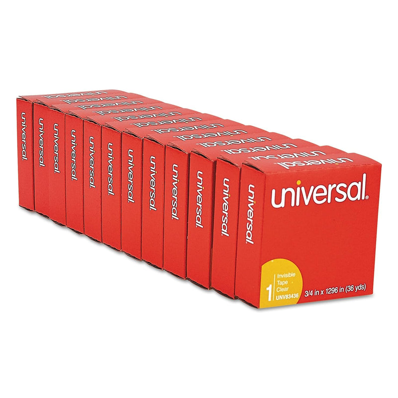 Universal Office Products Invisible Tape, 3/4" x 1296", 1" Core, Clear, 12/Pack UNV83436