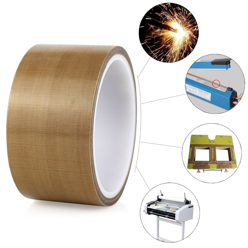 [Australia - AusPower] - BOMEI PACK Teflone PTFE Glass Cloth Tape, (2-inch x 33 Feet x 0.18mm) High Temperature PTFE Tape for Vacuum Sealer Machine, Hand Impulse Sealers Insulation PTFE Coated Fiberglass Adhesive Tape 2-inch x 33 Feet 