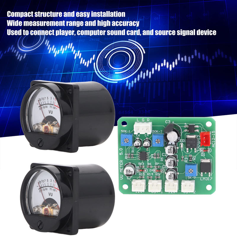 VU Meter Panel Kit 2PCS VU Meter Warm Back Light Recording Audio Level Amp with Driver Board and Cable for Connect Source Devices