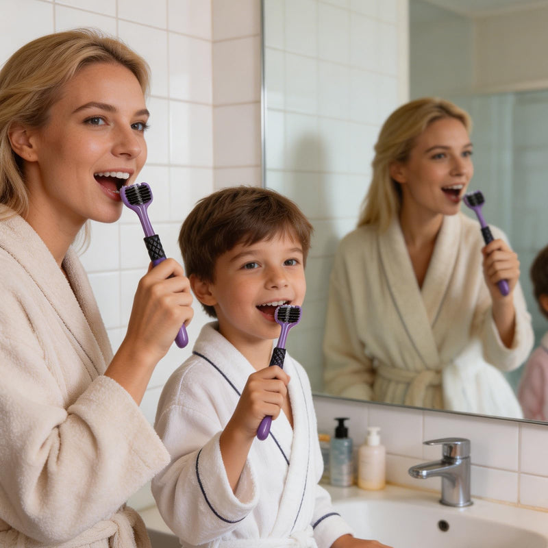 Pack of 8 Three-Head Toothbrush, Three-Sided Toothbrush, Soft Adult Travel Toothbrush Set, All-Round Cleaning 3-Sided Toothbrush for Travel and Home Use