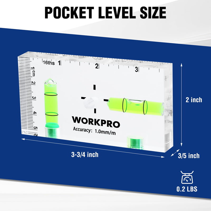 [Australia - AusPower] - WORKPRO Torpedo Level and 3-3/4 Inch Mini Level Tool 