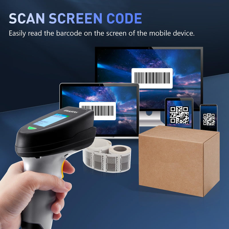[Australia - AusPower] - Barcode Scanner Wireless, QR Code Scanner Handheld Bar Code Scanners with Base 2 in 1 USB Wired Connection & 2.4G Wireless 1D&2D&PDF417 Data Matrix Automatic Barcode Reader NS-2206PT 