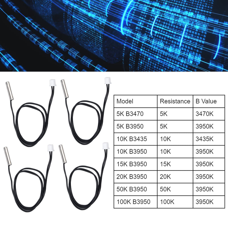[Australia - AusPower] - 10Pcs Temperature Sensor Probe Thermistor Temp Transducer 5x25mm Cylindrical Head 500mm10K B3435 Thermal Temperature Probe, Thermistor Sensing Probe Thermistor Temp Transducer (10K B3435) 