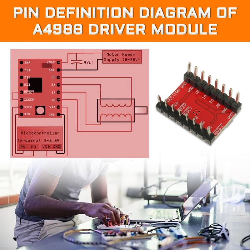 [Australia - AusPower] - A4988 Stepstick Motor Driver Module with Heat Sink for Arduino 3D Printer CNC Machine or Robotics(5Pcs) 