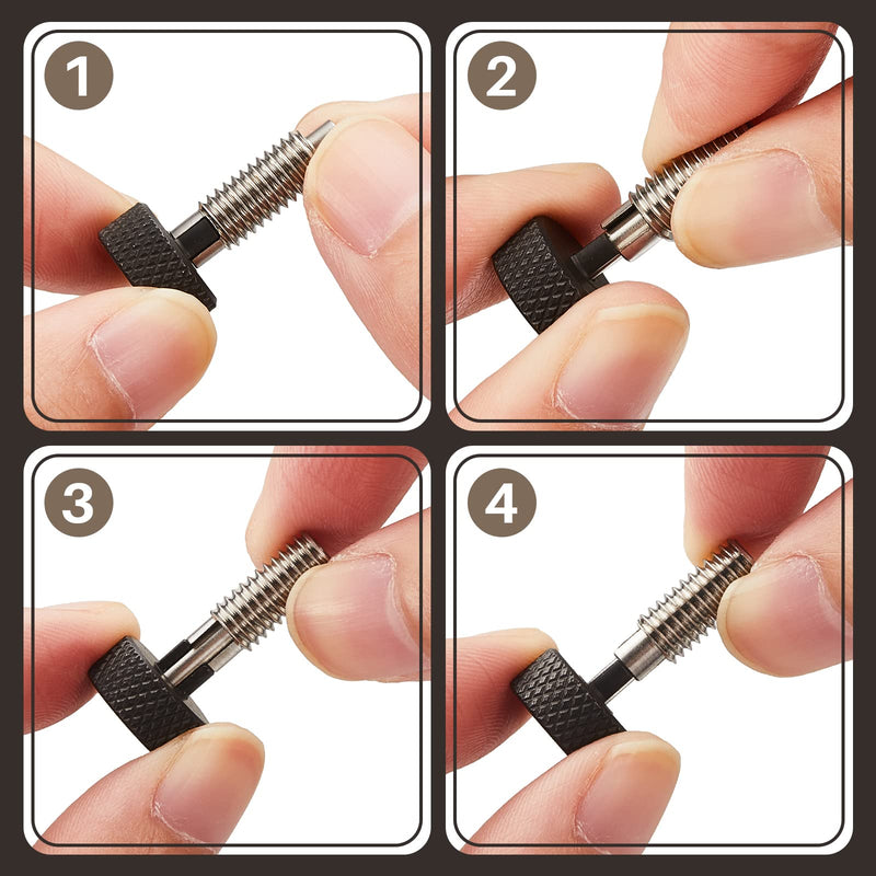 [Australia - AusPower] - Hand Retractable Spring Plunger with Knurled Handle Stainless Steel Lock M6 Quick Release Pins for Rolling Toolbox, 1/4''-20 Thread Size 0.500'' Thread Length Without Patch (Black, 2 Packs) Black 