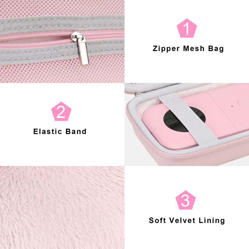 [Australia - AusPower] - Canboc Label Maker Case for Phomemo D30/ Phomemo D35/Memoking D30 Label Maker, Portable Thermal Bluetooth Label Printer Storage Bag, Mesh Bag fit Label Paper Cable, Pink Pink+Pink 