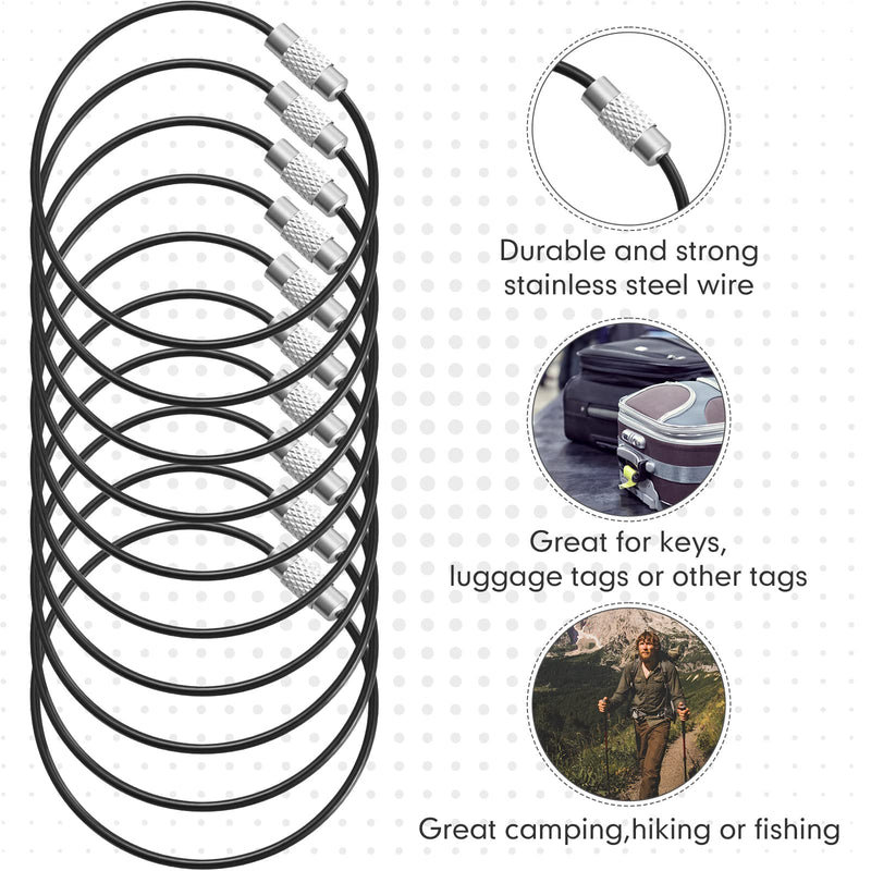Tuanse 200 Pcs Wire Keychain Cable Stainless Steel Wire Ring Cable Heavy Duty Luggage Tags Loops Tag Keepers 2mm Twist Barrel(5.91 Inch Long) 5.91 Inches Long