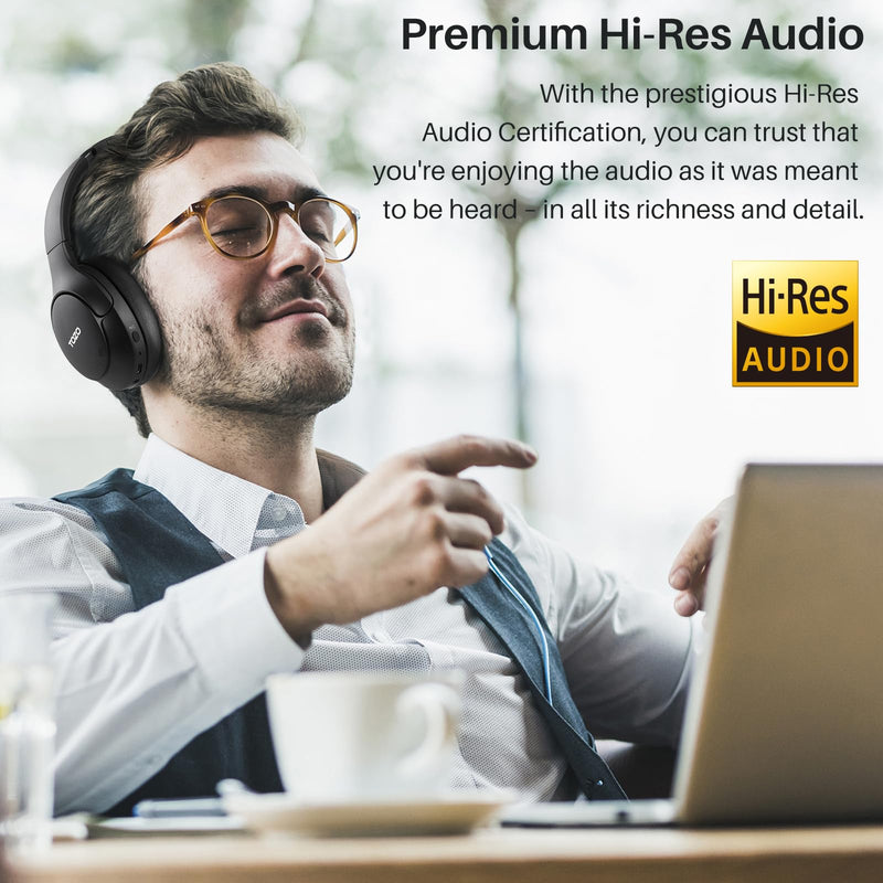 [Australia - AusPower] - TOZO HT2 Hybrid Active Noise Cancelling Headphones, Wireless Over Ear Bluetooth Headphones, 60H Playtime, Hi-Res Audio Custom EQ via App Deep Bass Comfort Fit Ear Cups, for Home Office Travel Black 