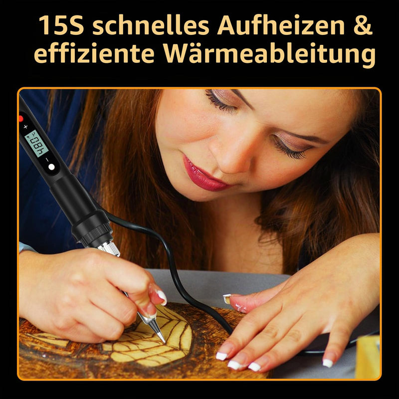 VFANDV Soldering Iron Set, 80 W 180-520 °C with On/Off Switch, LCD Adjustable Temperature Soldering Iron, Mini Soldering Set for Electrical Work - Soldering Device