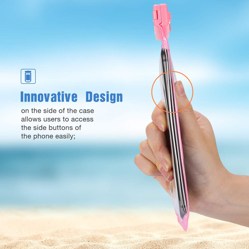 [Australia - AusPower] - Waterproof Phone Pouch Case for Snorkeling, Underwater Dry Bag for iPhone 15 14 13 Pro Max 12 11, Galaxy S24 S23 S2 Ultra Note Pixel Up to 7", Beach Essentials -2Pack, Pink/Black 