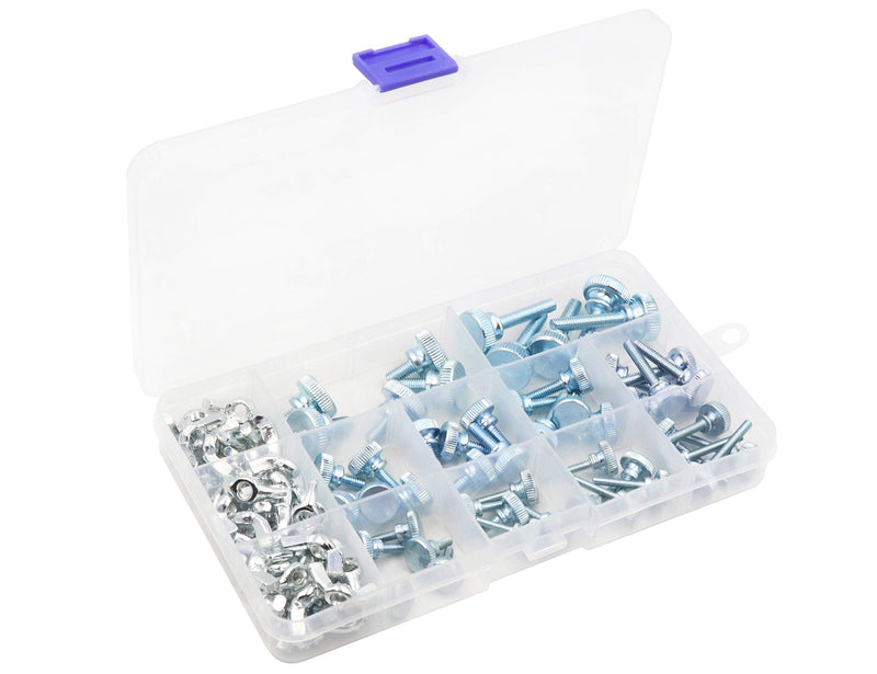 [Australia - AusPower] - LBY 100pcs Knurled Hand Screw, M3/M4/M5 Knurled Head Fully Threaded Thumb Screws(Double Layer Step) and Wing Nuts 13 Kinds Assortment Kit, Carbon Steel Galvanize 