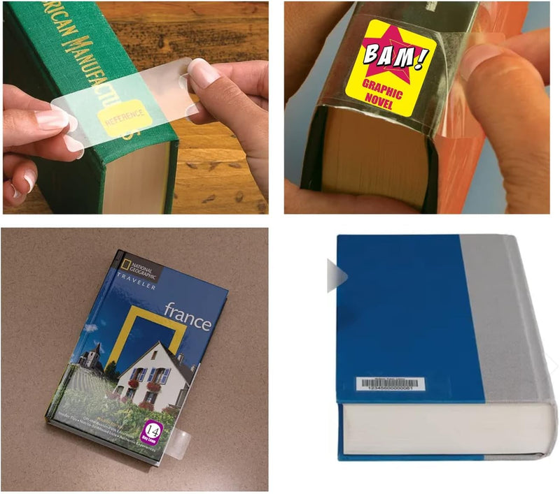 500 Pieces Clear Book Spine Label Protectors | 2" H x 4" W | Ideal for Safeguarding Barcodes and Book Spine Stickers Spine tape 52*103