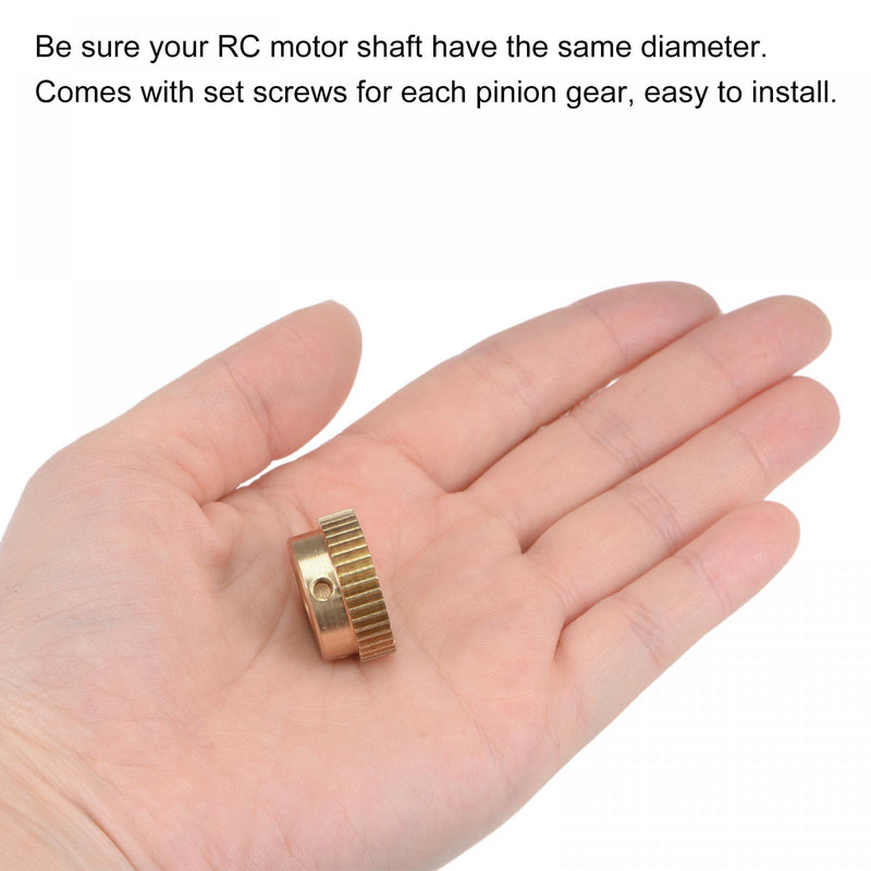 [Australia - AusPower] - uxcell Pinion Gear Set, Brass Motor Rack Straight Spur Gear with Step, 0.5 Mod 40T 6.35mm Bore 21mm Outer Dia, M3 Set Screws Included 