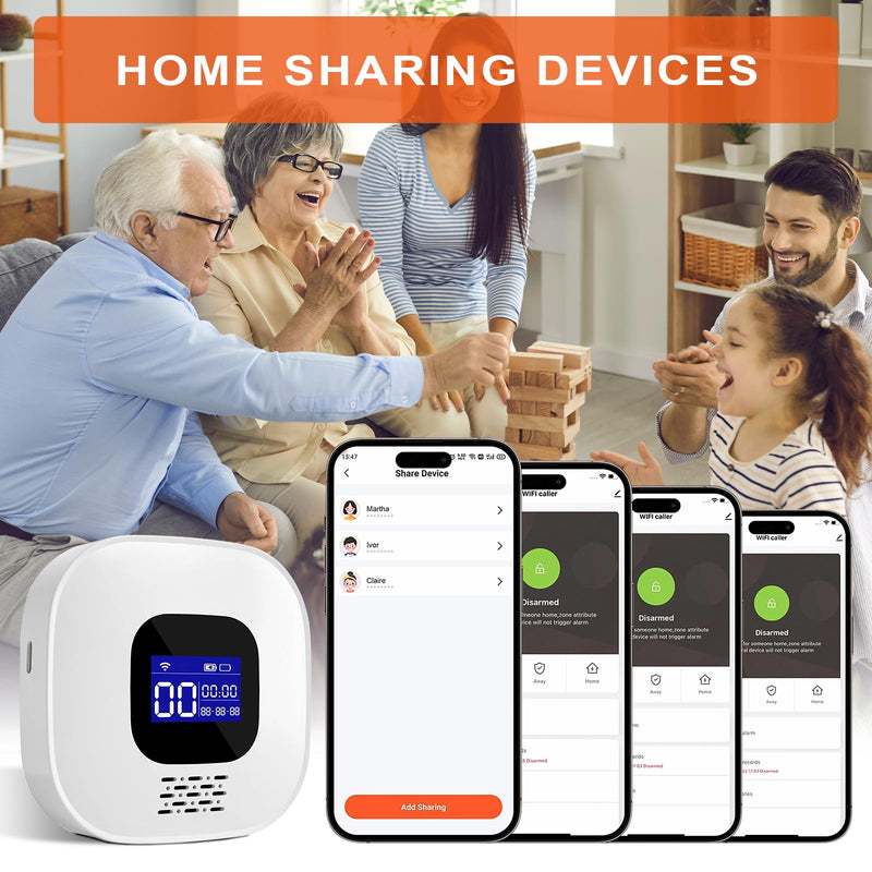 [Australia - AusPower] - WiFi Caregiver Pager with No Monthly Fee - Smart Call System with LED Display & App Alerts, 2 SOS Panic Buttons & 1 Receiver, Emergency Alert for Elderly Home Care (2.4GHz WiFi Only) 2 black calls+1 receiver 