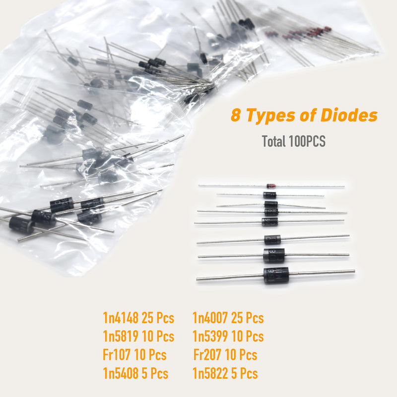 DIYoung 1390 Pieces Electronic Components Kit, with LED Diodes, Metal Film Resistors, Electrolytic Capacitors Package, Ceramic Capacitors, Transistors, Diodes