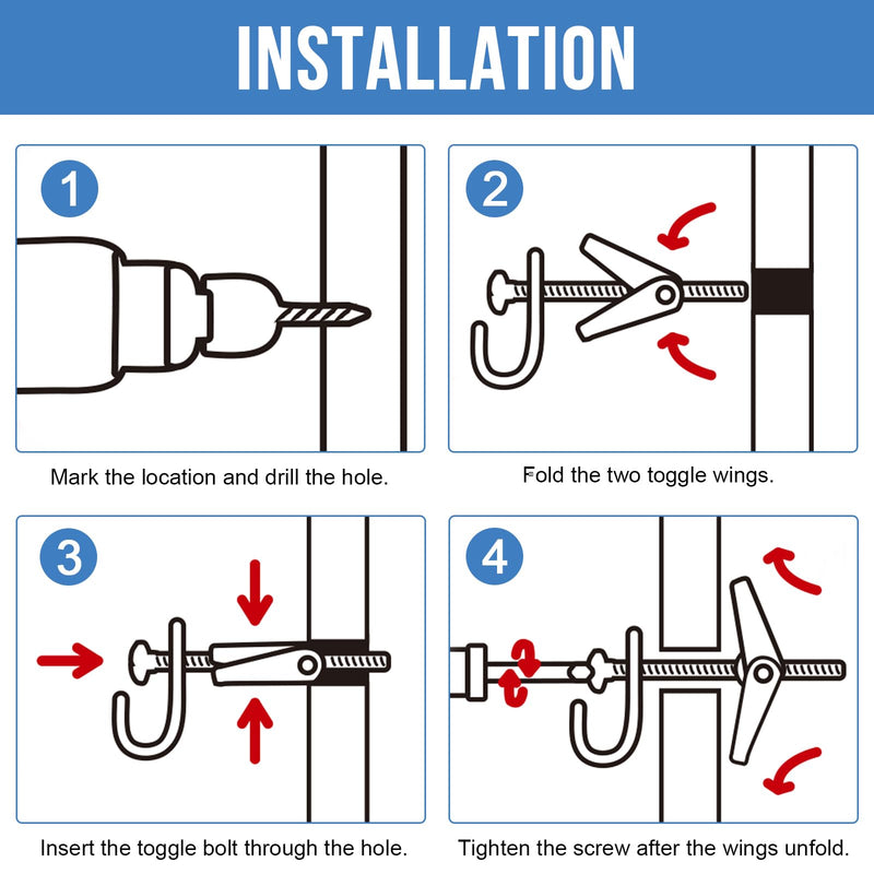 [Australia - AusPower] - 3/16"x5" Toggle Bolts (12 Pcs) 3/16 inch Wall Anchors for Drywall Heavy Duty, Butterfly Anchor Bolt for Hollow Wall, Sheetrock, Ceiling 3/16" (12 Pcs) 