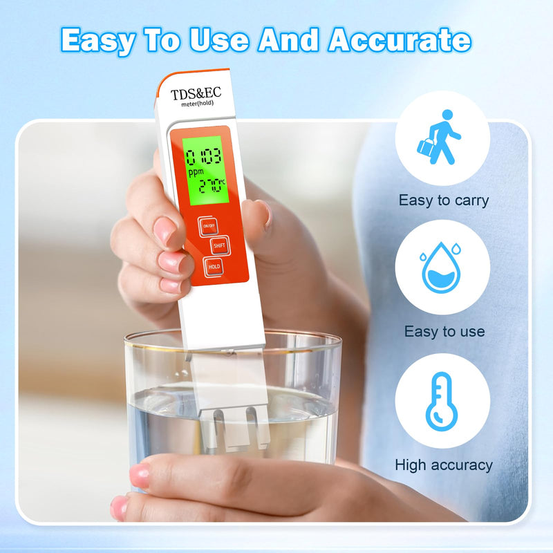 [Australia - AusPower] - TDS Water Tester,New 4 in 1 Tds Meter Digital Water Tester - TDS EC & Temperature(°C,°F) Meter,Accurate & Reliable Digital Testing Kits for Hydroponics, Aquarium, RO/DI System (Orange) Orange 
