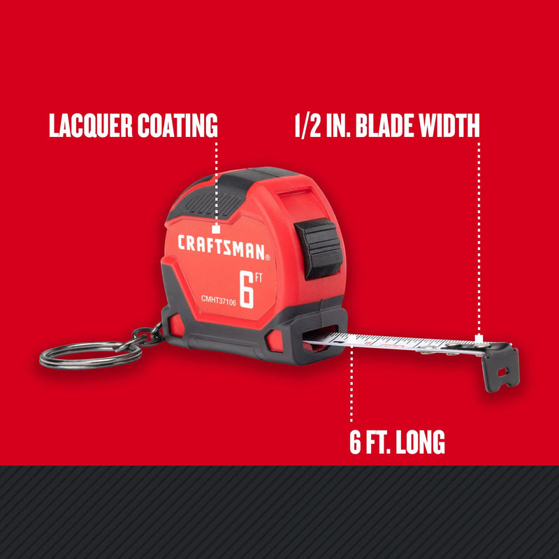 [Australia - AusPower] - CRAFTSMAN Keychain Tape Measure, 6 FT (CMHT37106G) 