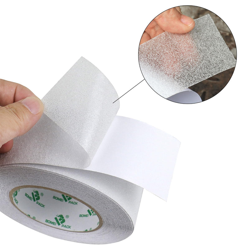 BOMEI PACK Anti Slip Traction Tape,2 Inch x 32.8 Ft,Heavy Duty Non Slip Tape,Grip Tape for Stairs, Tread Step, Indoor & Outdoor Use,Waterproof Stairs Non Skid Treads (Transparent) Transparent