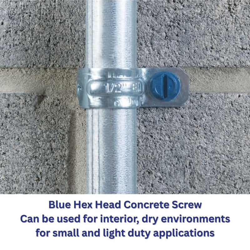 CONFAST 3/16" x 4" Blue Flat Phillips Concrete Screw Anchor with Drill Bit for Anchoring to Masonry, Block or Brick (100 per Box) 3/16" x 4"