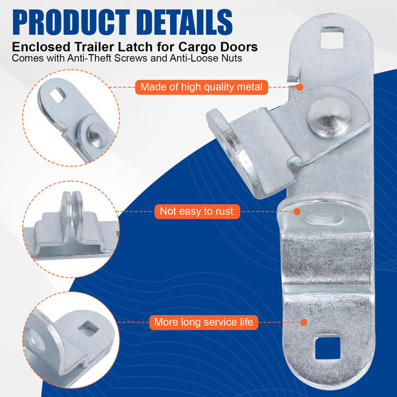 [Australia - AusPower] - GDW Cargo Trailer Door Latch Hasp Keeper for Ramp Padlock Race Bar Lock Handle Enclosed Car Hauler (?Trailer Door Hasp 2pack +Screws 4+Nuts 4) 