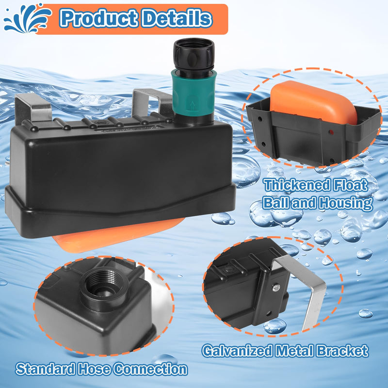 Water Trough Float Valve for Stock Tank,Water Tank Float Valve Level Control for Pond Farm Livestock Cattle Goat Horse Swimming Pool, Autofill Livestock Waterer with Hose Connector Stock Tank Float Valve with Connector-1PCS