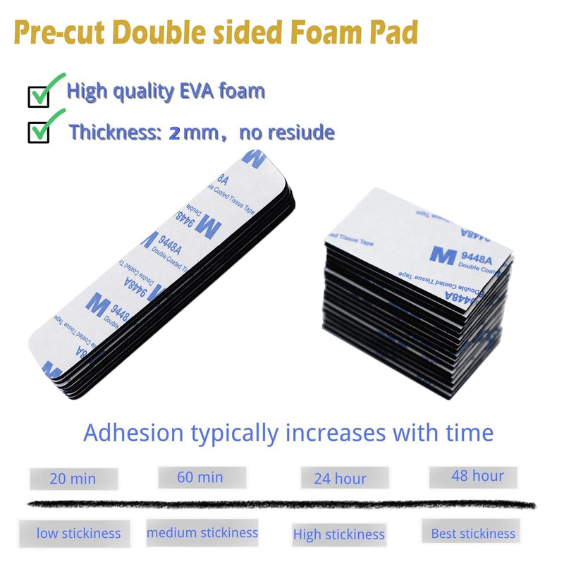 Double Sided Adhesive Pads,Heavy Duty Mounting Tape 50 Pcs 3mm Heavy Duty Picture Hanging Strips Strong Adhesive Foam Pads Waterproof Rectangle for Indoor & Outdoor